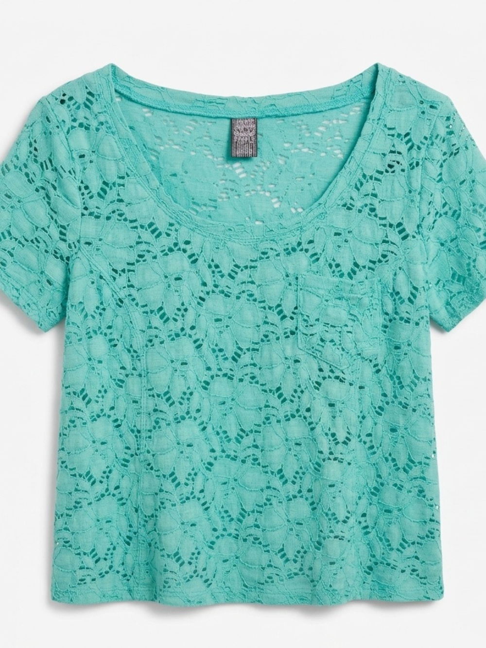 Free People Aqua Floral Lace Scoop Neck Camisole